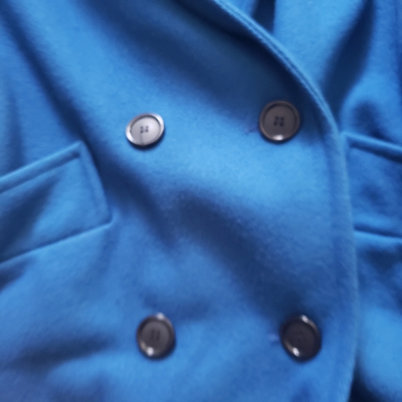 Micki! Vintage USA sz 10 blue Double-Breasted long womens wool coat - Picture 6 of 16